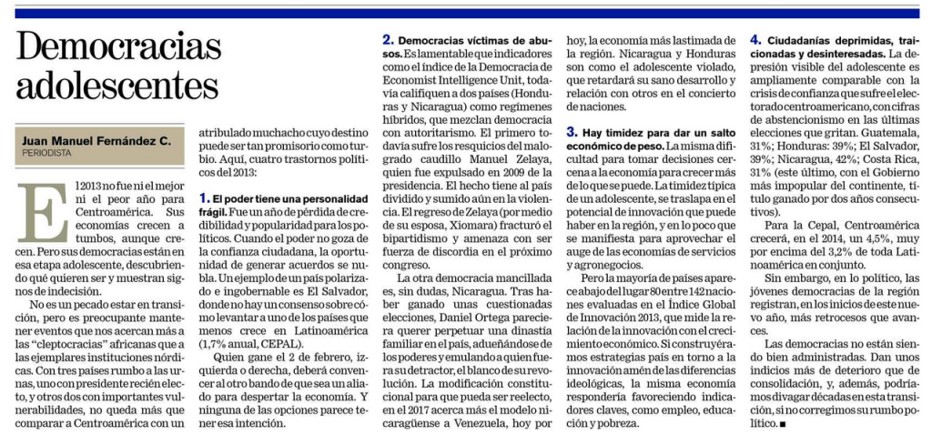 Democracias adolescentes 08-01-2014